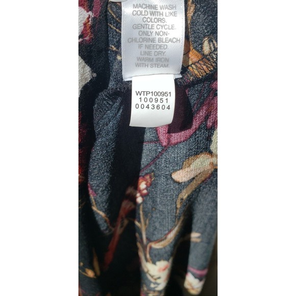 J. Jill Womens Sz S Floral Bird Patterned Rayon Blouse Keyhole Back 3/4 Sleeves - Picture 10 of 10